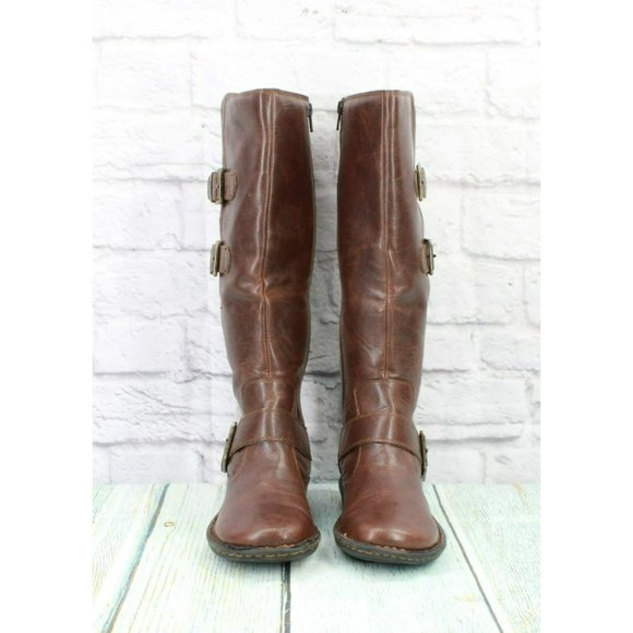 BOC Virginia Brown Leather Pull On Side Zipper Tall Riding Boots Size 7.5 M - Picture 4 of 9